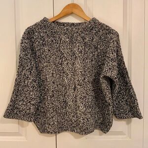 H&M Blue White Marled Cable Knit Cropped Oversized Sweater XS